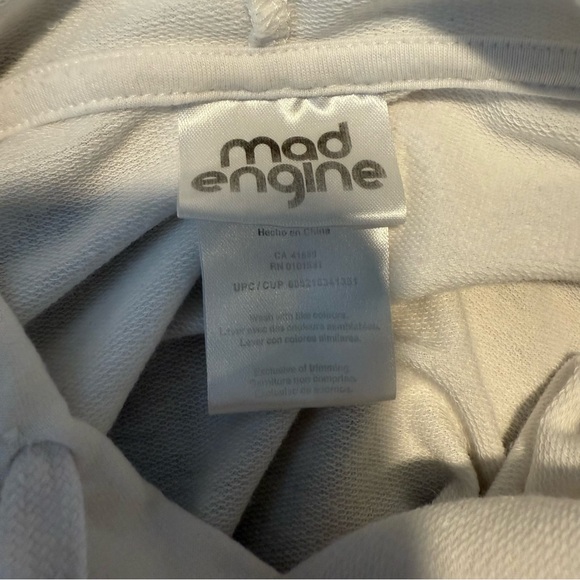 MAD ENGINE White Crop Hooded Long Sleeve Shirt Dangerous Lightweight Plus 1X - Picture 8 of 9